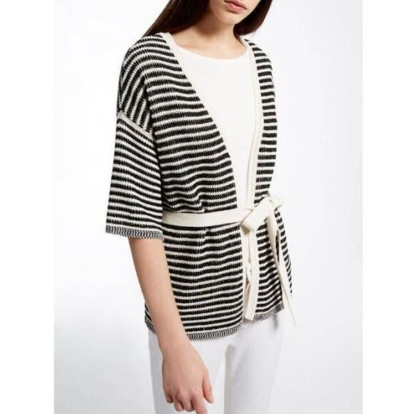 MaxMara Weekend Summer Cardigan Womens XS Stripe Cotton Linen Sweater - Picture 6 of 7
